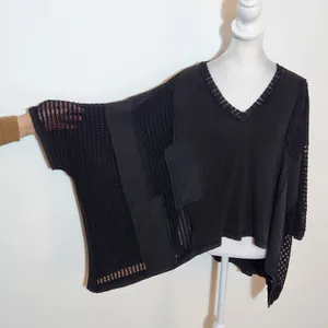 POL Distressed and Oversized Black Knit Top Size Large NWOT thumbnail 3