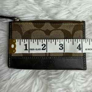 y2k COACH Signature Brown Card Holder Coin Purse Key Ring thumbnail 4