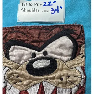 Vintage‎ 1997 Looney Tunes Taz Nightshirt Teal Cotton Long Sleeve Medium thumbnail 3