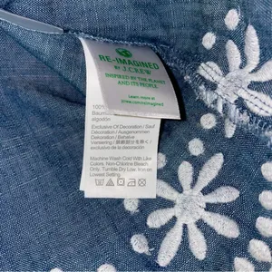 J Crew M Blouse Chambray Ruffle Collar Embroidered Sleeveless thumbnail 5