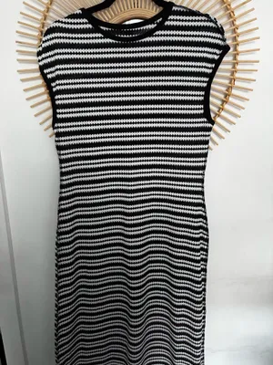 Poéselle Women's Casual Striped Round Neck Cap Sleeve Dress, Summer thumbnail 6