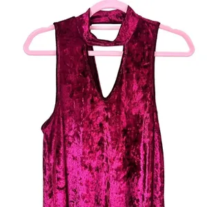 Altar’d State Burgundy Red Crushed Velvet Choker Dress Size Medium thumbnail 7