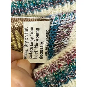 Vintage Multicolor Striped Knit Sweater 70s Boho Retro Folk Hippie Small 80s thumbnail 7