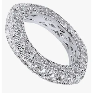 Boutique NEW Women's Gold‎ Plated Silver Eternity Simulated Diamond Band Ring Sz 10 thumbnail 3