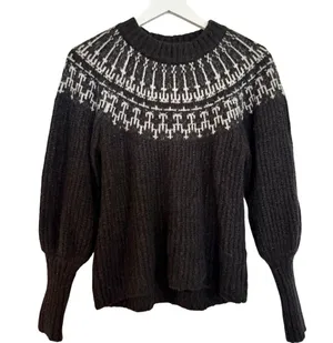 Universal Thread fairisle black puff sleeve sweater small thumbnail 9