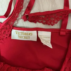Victoria's Secret Lace Trim Satin Nightgown Women S Red Maxi Slip Dress Lingerie thumbnail 5