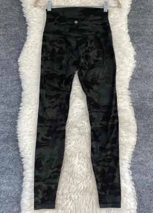 Lululemon Align Green Black Camouflage Leggings High Rise Activewear Gym Lounge thumbnail 1