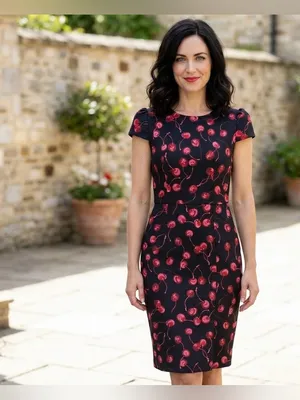 Betsey Johnson Cherry Print Dress 6 Coquette Cherrycore Retro Cap Sleeve Slit⁠ thumbnail 3