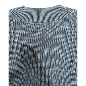 Aerie Wide V-Neck Oversized Pullover‎ Sweater Distressed Blue Women's Size XS thumbnail 4
