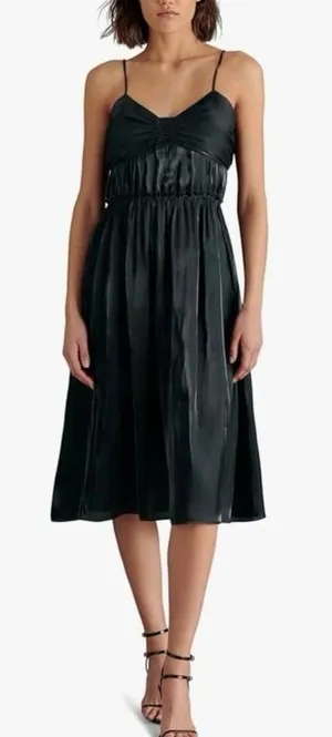 Steve Madden Women's Saphire Dress Size Medium, Black Satin Material thumbnail 1