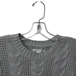 American Eagle Women's Size Small‎ Gray Cable Knit Sweater Crew Neck Fisherman thumbnail 2