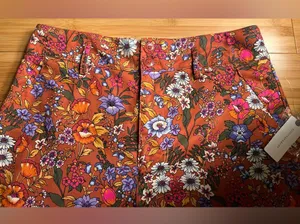 Anthropologie Maeve Floral Flower Power Wide Leg High Waist Crop Pants|Size:14 thumbnail 7