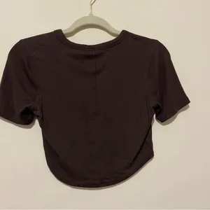Lululemon Chocolate Brown Ribbed Soft Crop Top size XS/S thumbnail 5
