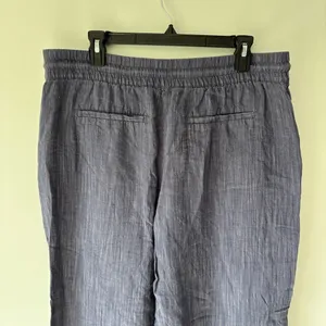 Athleta Cabo Linen Textured Wide Leg Pants Blue Flowy Beach Costal Athleisure thumbnail 8