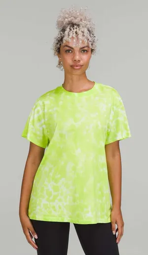 Lululemon All yours cotton t-shirt Tie-Dye neon lime Crewneck outdoor gym active thumbnail 1