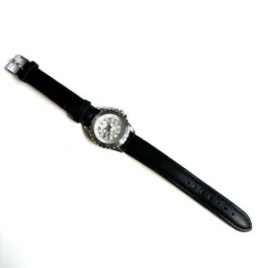 Stainless Steel UNICORN w/ abalone Face Black Leather Band Ladies Watch thumbnail 7