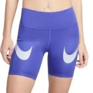 Nike NEW Women's Dri-Fit Fast Mid Rise Purple Swoosh Shorts Size XS SKU#B2481 thumbnail 1
