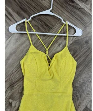City Triangles Juniors Yellow Spaghetti Strap Formal Body Con Dress 1 thumbnail 7