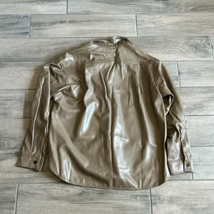 Noli faux leather shacket in medium brown thumbnail 5
