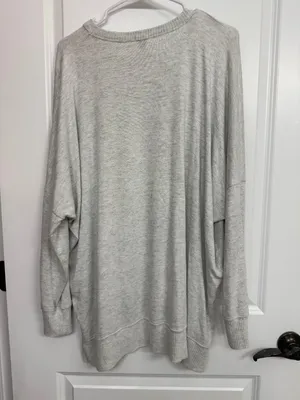 Aerie Heather Gray Oversized High Low Long Sleeve Top Women’s Large thumbnail 6
