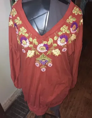 Johnny Was v-neck knit embroidered boho tunic thumbnail 1