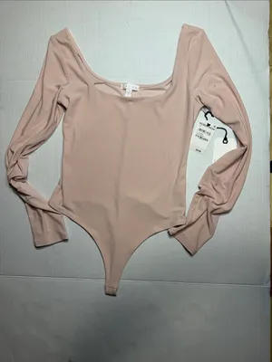 Nordstrom Soft Pink Long-Sleeve Scoop Neck Bodysuit thumbnail 2