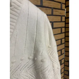 Kut From The Kloth Ivory Cropped Blingy‎ Button Sweater Size Large thumbnail 5