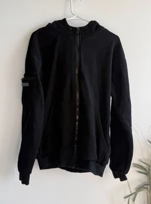 Comfrt Womens‎ XS Black Full Zip Hoodie Oversized Utility Sleeve Logo Sweatshirt thumbnail 1