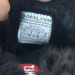 Sorel Go - Errand Run Women's Slippers Size 6 Black Leather & Faux‎ Fur EUC thumbnail 7