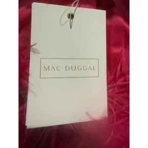 NWT Mac Duggal 11684 Hot Pink Satin Feather One Shoulder A-Line Gown Size 6 $598 thumbnail 5