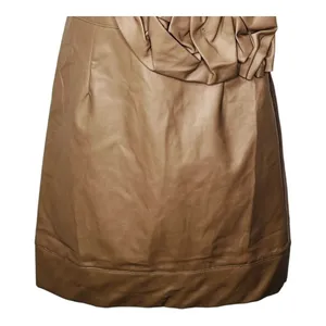 Lucy & Co Faux Leather Mini Dress Womens S Tan Rosette‎ 3D Floral Cocktail NWT thumbnail 11
