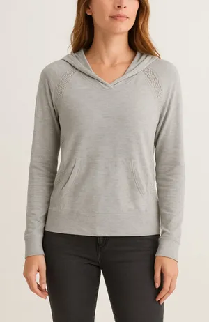 Athleta Lightweight Knit Hoodie Women’s Small Gray Athleisure Top‎ thumbnail 1