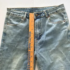 NWT Aaron and Amber Light Blue Flare Bell Bottom Jeans Raw Hem High Waist Sz M thumbnail 10