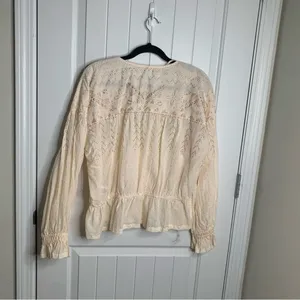 Free People‎ counting stars gold peasant blouse boho size large thumbnail 6