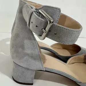 Nine West Dusty Blue Gray Suede Leather Block Heels Size 10 thumbnail 4