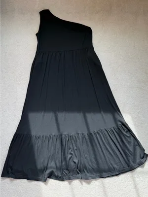 Zesica Black One Shoulder Maxi Dress Tiered Ruffle Stretch‎ Size XL thumbnail 5