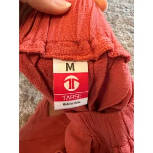 TARSE Coral Pink Linen Rayon Blend Wide Leg Drawstring Pants Resort Wear thumbnail 6
