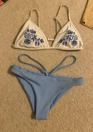 Blue Floral Bikini thumbnail 1