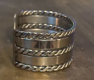 Stainless Steel Wide Cuff Bracelet Silver thumbnail 5