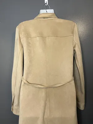 Truth by Republic Dress Womens Medium Tan Faux Leather Snap Front Belted Shacket thumbnail 6