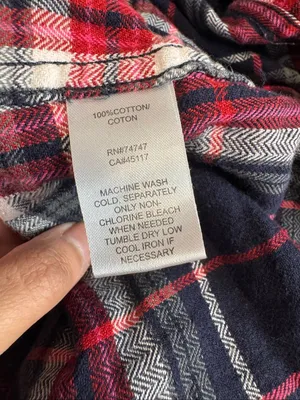 Natural Reflections Plaid Flannel Button Down Shirt Womens Small Navy Red Cotton thumbnail 3