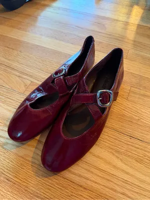 Madewell The Remy Criss Cross Mary Jane Flats in Wine Red- 8.5 thumbnail 3