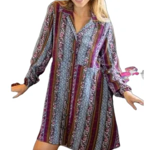 Natural Life Ansley Woven Tunic Shirt Dress Multicolor Stripe Size XS Boho thumbnail 1