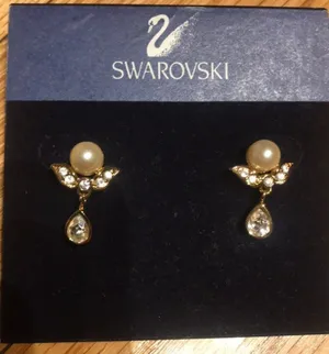 Swarvoski Pearl Angels Earrings Vintage Coquette thumbnail 1