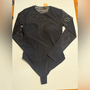 Popilush Sheer Mesh Shapewear Long Sleeve Thong Bodysuit thumbnail 2