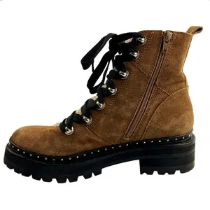 Steve Madden Rainier Women's Brown Suede Leather Lace Up Studded Hiker Boots 8M thumbnail 1