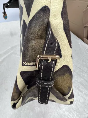 Dooney & Bourke Giraffe-Print Leather Shoulder Bag Brown & Cream strap missing thumbnail 9