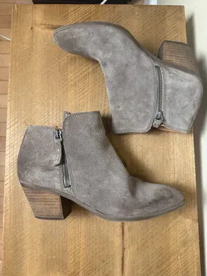 Frye Judith Zip Ankle Booties Boots Block Heel Size 8M taupe Grey Suede thumbnail 6