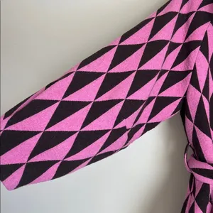 Anthropologie Beatrice B Wool Topcoat Belted Retro‎ Geometric Print Sz XS thumbnail 3