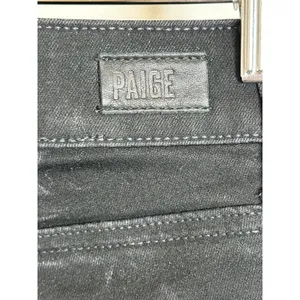 Paige Coated Flare Jeans Women Size 24 Black Cropped High Rise Denim thumbnail 6